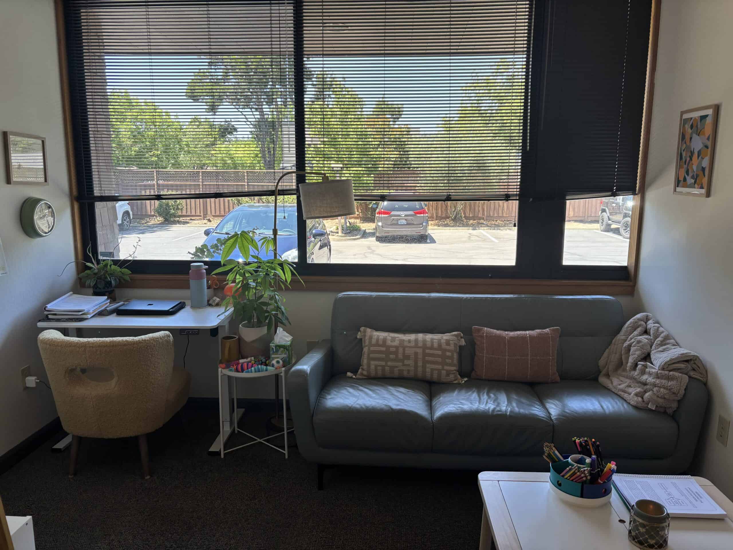 Therapy office with sofa and desk in Santa Rosa
